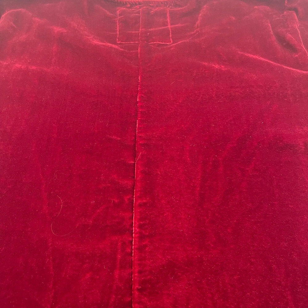 Kyla Seo Red Velvet Top L Short Sleeve Relaxed Fit Boho Handmade Tunic Blouse - Picture 8 of 8
